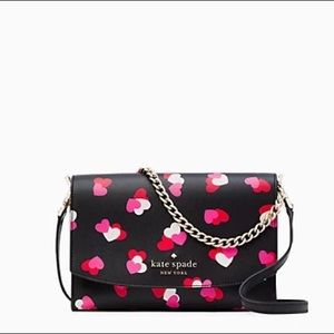 New Kate Spade Carson flutter hearts printed convertible crossbody